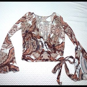 Free People long sleeve blouse with bell sleeves